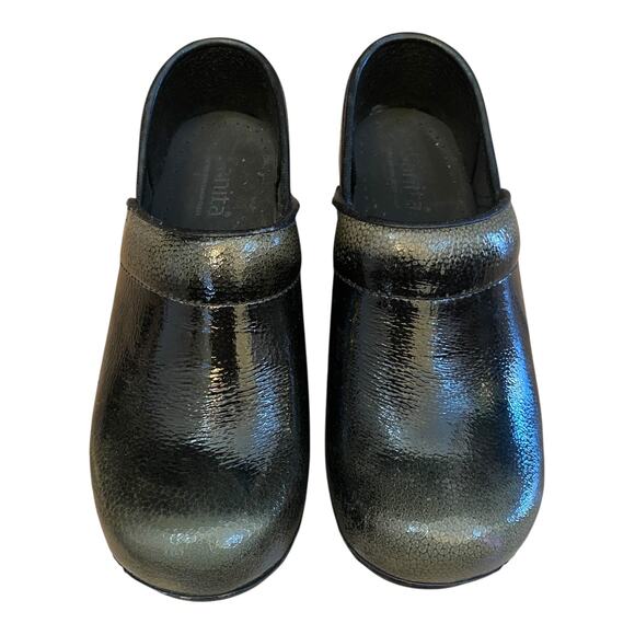 Sanita Professional Olive Green Speckled Patent Clogs EU 35 US 4 Work Nurse - Picture 5 of 16